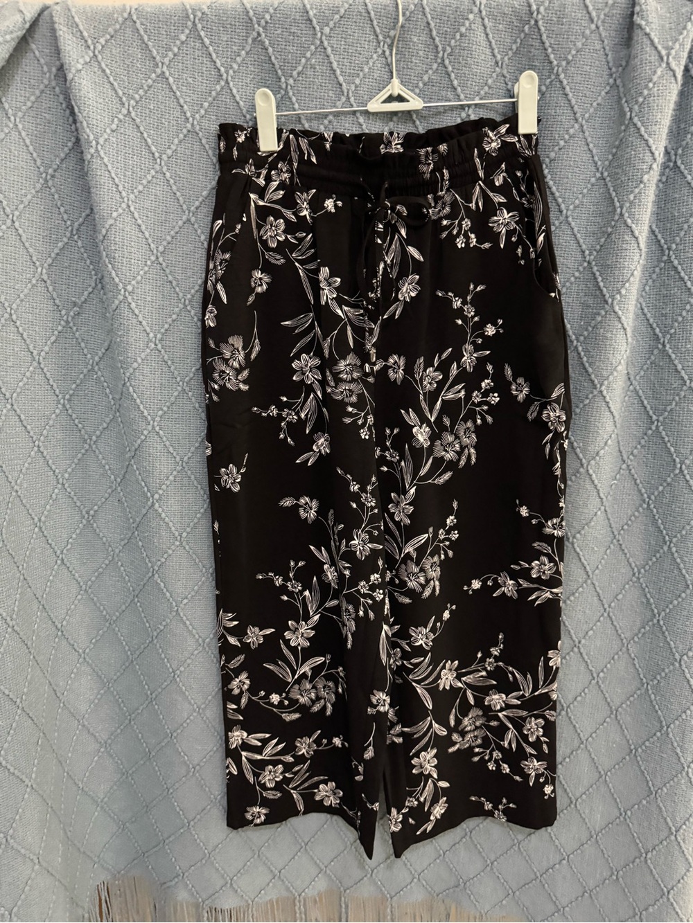 Black Floral Wide Leg Pants